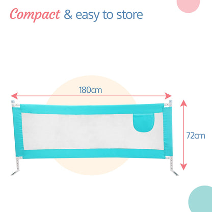 LuvLap Comfy Baby Bed Rail Guard for Baby & Toddler Safety, 180cm x 72cm, Bed rails for baby safety, Foldable & Portable, Adjustable Height, Single bed side rails for baby, Pack of 1 (Green)