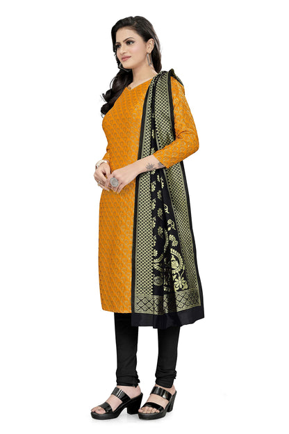 EthnicJunction Women's Banarasi Silk Blend Unstitched Salwar Suit Material