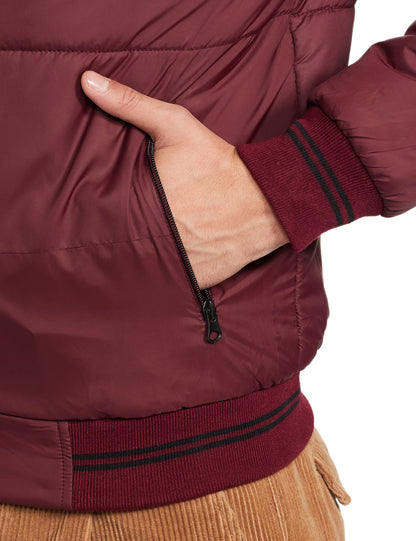 Men's Regular Fit Quilted Bomber Jacket with Detachable Hood - Winter Warm, Insulated Lining, Ribbed Cuffs, and Stylish Design