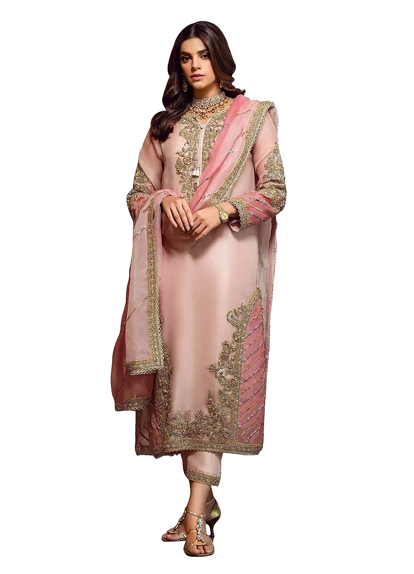 RUDRAPRAYAG Faux Georgette Semi Stitched Anarkali Suit For Women