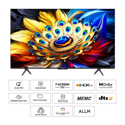 TCL 126 cm (50 inches) 4K Ultra HD Smart QLED Google TV 50C655 (Black) 