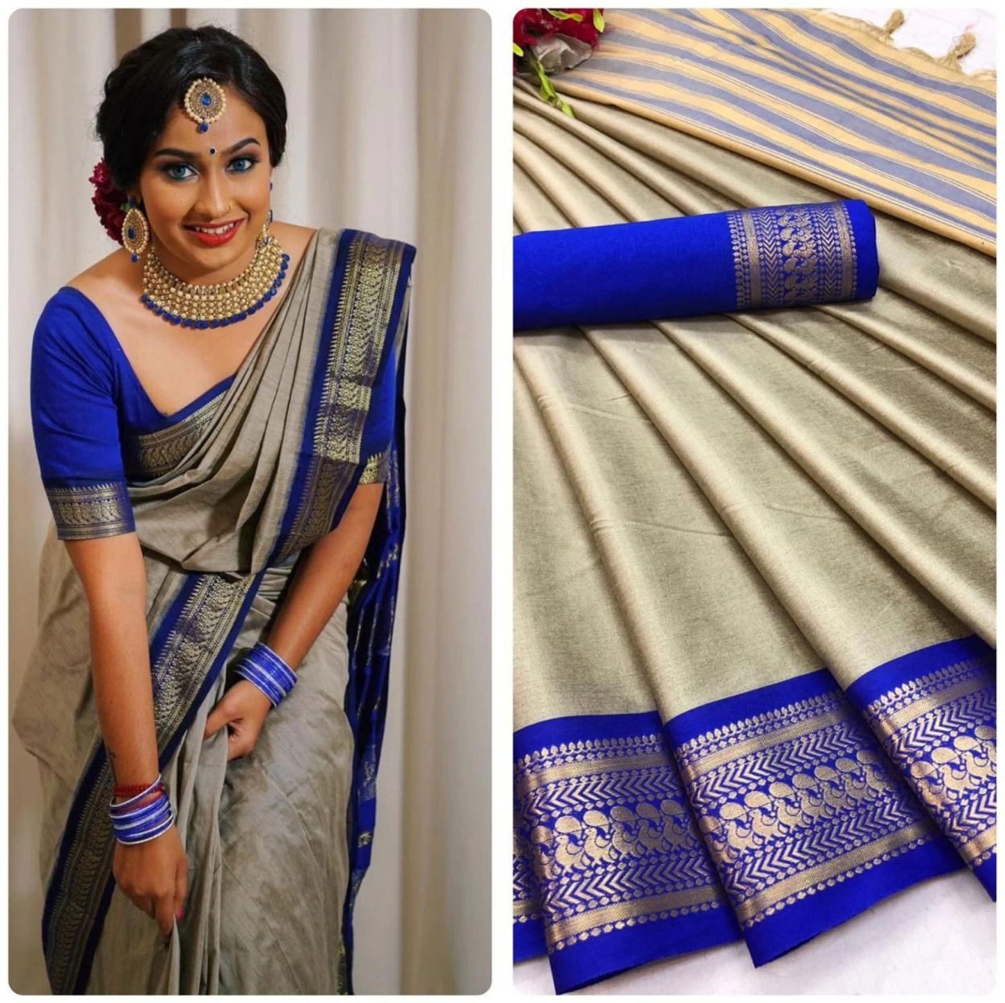 SGF11 Women's Kanjivaram Soft Silk Saree With Blouse Piece