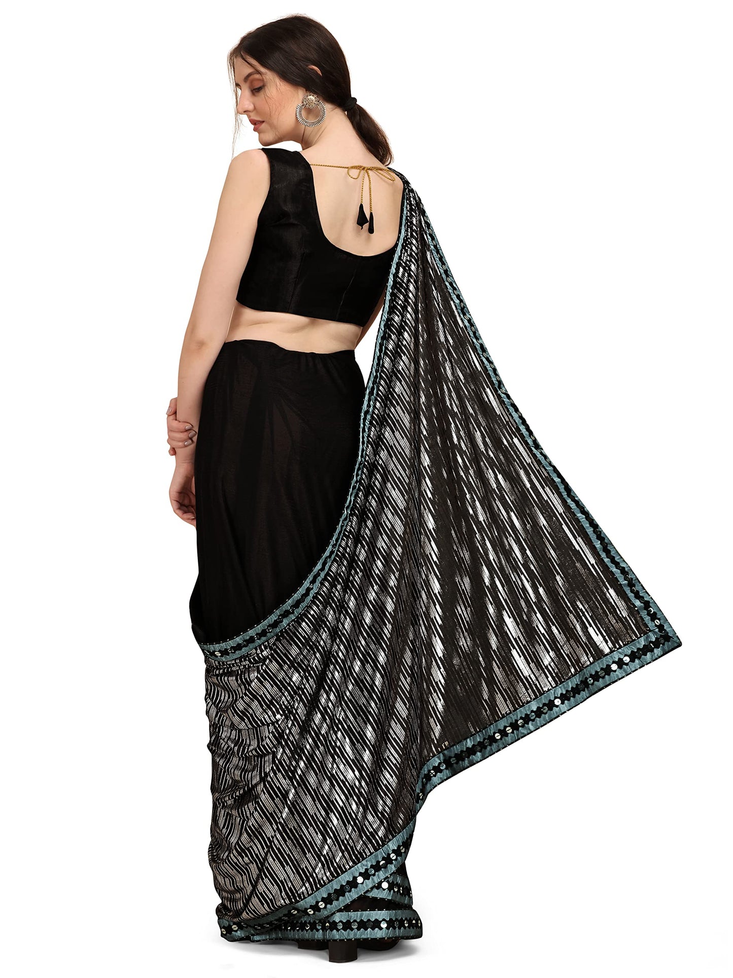 EthnicJunction Women's Silk Blend Printed Saree With Blouse Piece