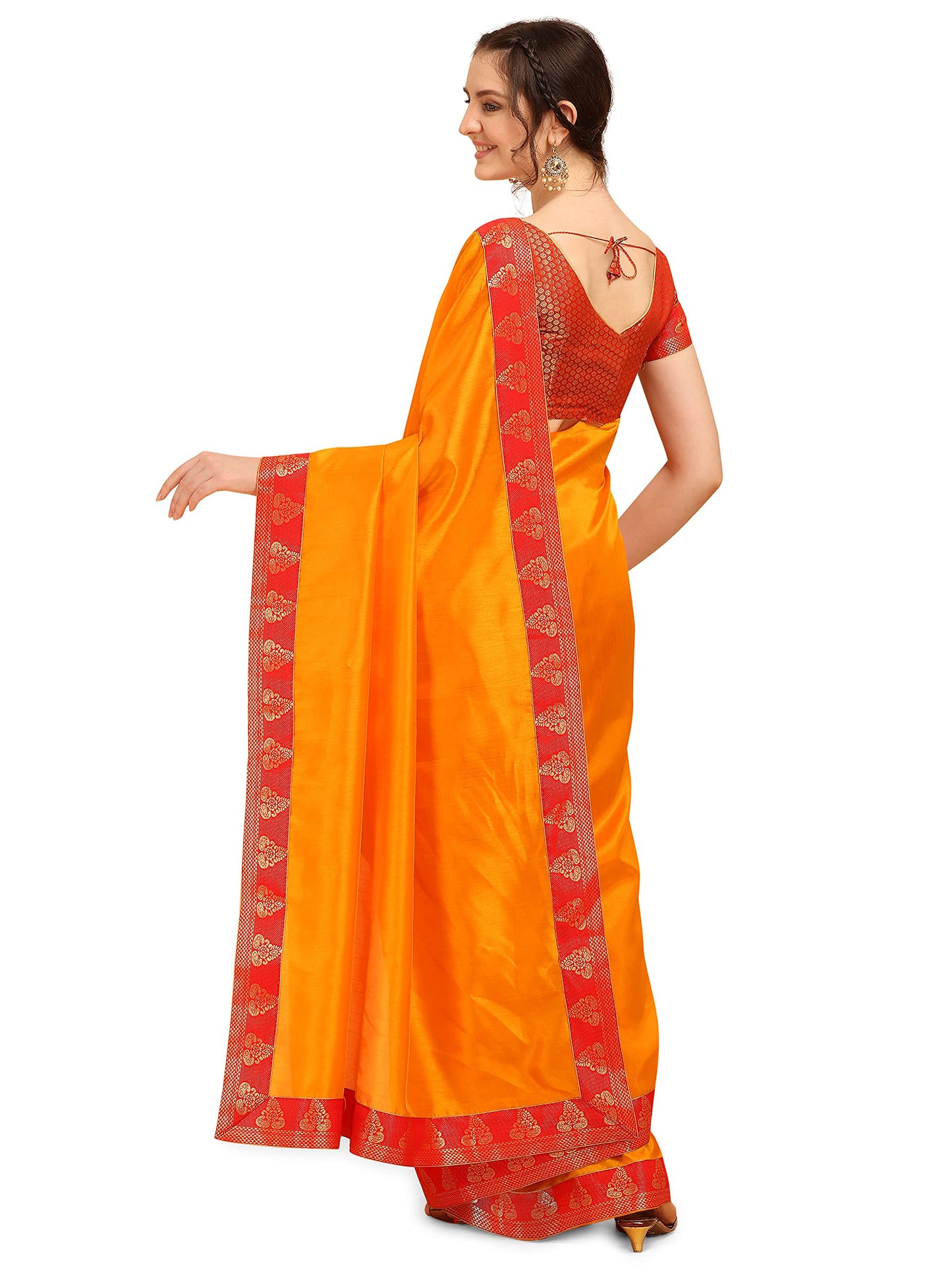 EthnicJunction Women's Silk Blend Printed Saree With Blouse Piece