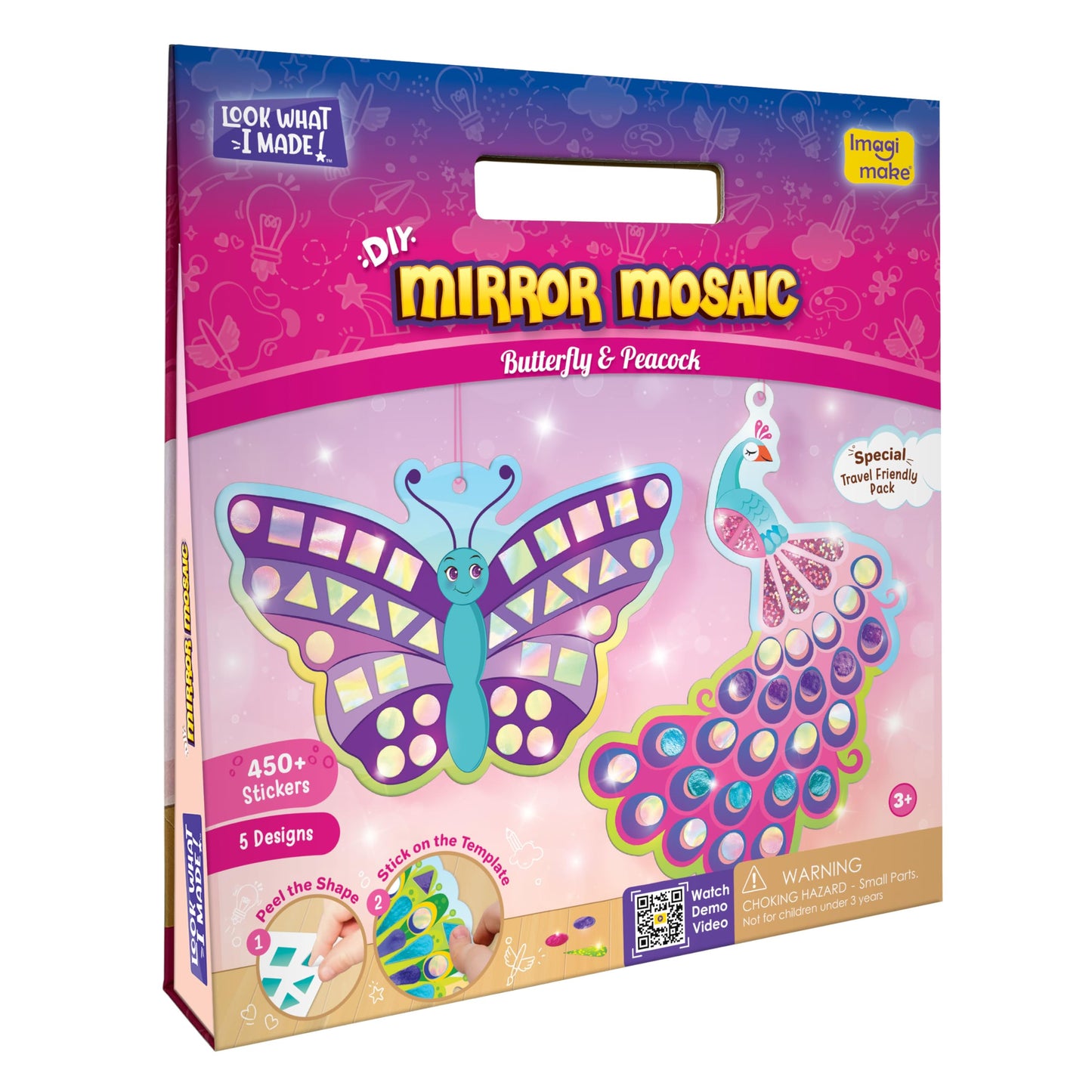 Imagimake Mirror Mosaic : Princess & Unicorn | Mess Free Diy Mosaic Craft Kit | 950+ Foil Sticker | Travel Toys For Girls | Birthday Gift For Girls Ages 3,4,5,6,7,8, Pink