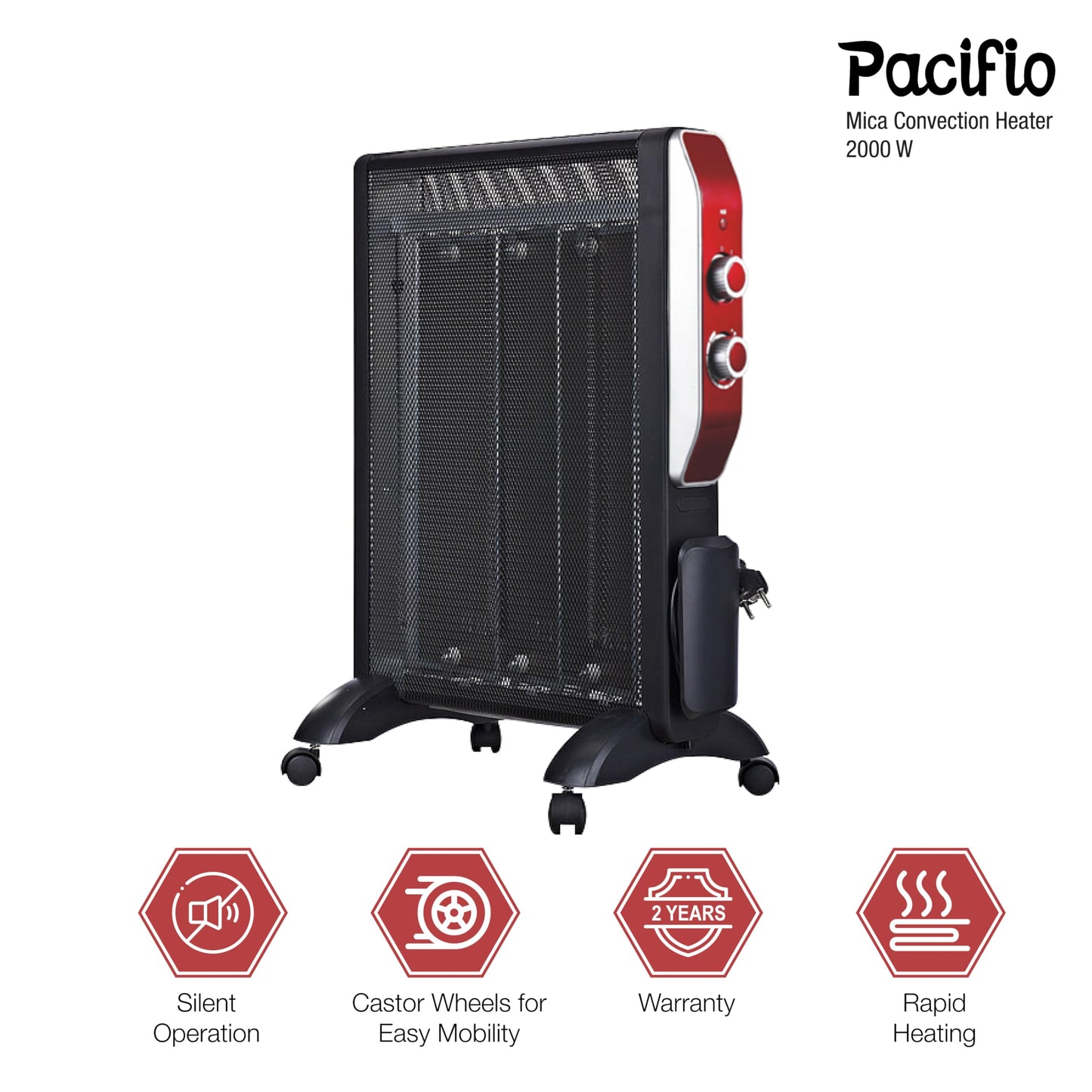 Havells Room Heater 2000Watt Pacifio Mica|Micathermic Technology for Rapid&Instant Heating|Silent Operation,Comfortable Breathing&Anti Dryness|2 Heat Setting|2 Year Warranty|Black&Rose Gold