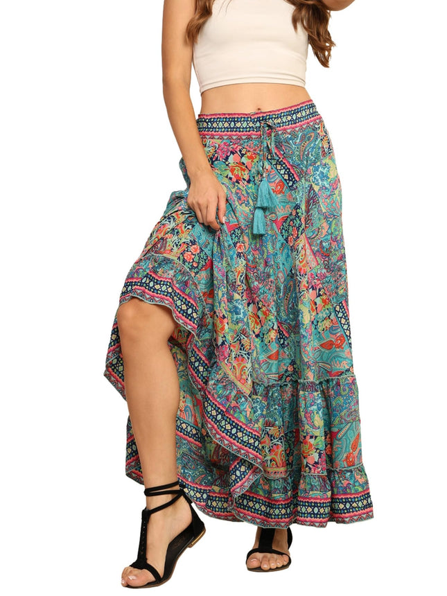 KE KANHA EXPORTS Women's Maxi Around Lehanga Style Full Flared Printed Skirts for Women's/Girls/Ladies Skirt Wrap Around Women’s Free Size Long Women/Girls/Ladies