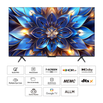 TCL 126 cm (50 inches) 4K Ultra HD Smart QLED Google TV 50C61B (Black) 