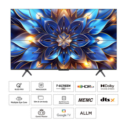 TCL 139 cm (55 inches) 4K Ultra HD Smart QLED Google TV 55C61B (Black)