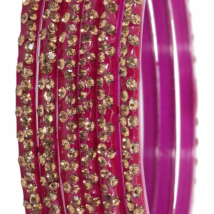 LAVAZZA Designer Glass Bangles Set with Diamond Stone For Women & Girls | Stylish Glass Bangles | Fancy Chudi Set | Traditional Women's Bangles | Fashion Jewellery- Set of 12