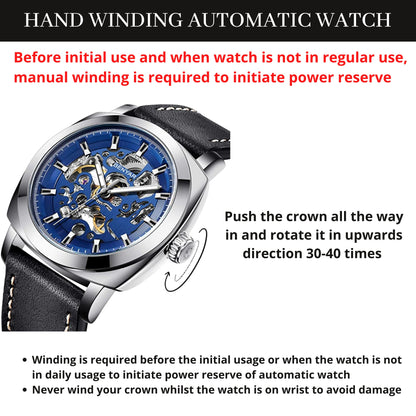 BENYAR Automatic Mechanical Skeleton Leather Strap Men's Watch