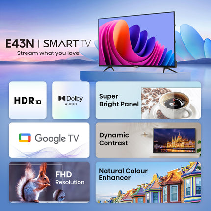 Hisense 108 cm (43 inches) E43N Series Full HD Smart Google LED TV 43E43N (Black)