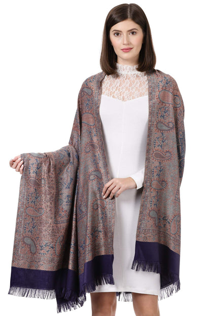 Pashtush Women's Kashmiri Woolen Shawl, Jacquard palla, Warm and soft, Faux Pashmina