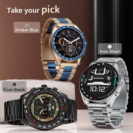 Boult Newly Launched Mirage Smart Watch 1.39''HD Screen, Bluetooth Calling, IP67, Zinc Alloy Frame, 500 Nits Brightness, AI Voice Assistant, SpO2 Monitoring, 120+ Sports Mode (Amber Blue) 