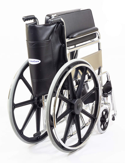 KosmoCare Dura Rexine Wheelchair | Self-Propelled & Attendant Use | Hammered Finish MS Frame | 24" Mag Wheels | Removable Footrests | Foldable Design | Comfortable Rexine Seat | Supports Up to 100 kg