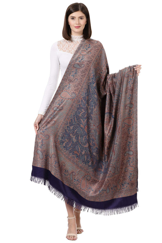 Pashtush Women's Kashmiri Woolen Shawl, Jacquard palla, Warm and soft, Faux Pashmina