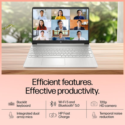 HP 15s, 12th Gen Intel Core i5-1235U, 8GB DDR4, 512GB SSD, (Win 11, Office 21, Silver, 1.69kg), Anti-Glare, 15.6-inch(39.6cm), FHD Laptop, Intel UHD Graphics, Backlit KB, HD Camera, fq5329tu