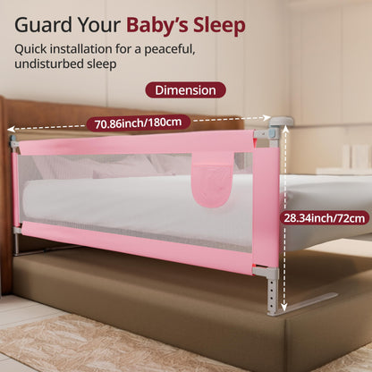 LuvLap Comfy Baby Bed Rail Guard for Baby & Toddler Safety, 180cm x 72cm, Bed rails for baby safety, Foldable & Portable, Adjustable Height, Single bed side rails for baby, Pack of 1 (Green)