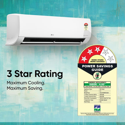 LG 1.5 Ton 3 Star Hot & Cold DUAL Inverter Split AC (Copper, Super Convertible 5-in-1 Cooling, 4 Way Swing & HD Filter with Anti-Virus Protection, 2024 Model, TS-H19VNXE, White) 