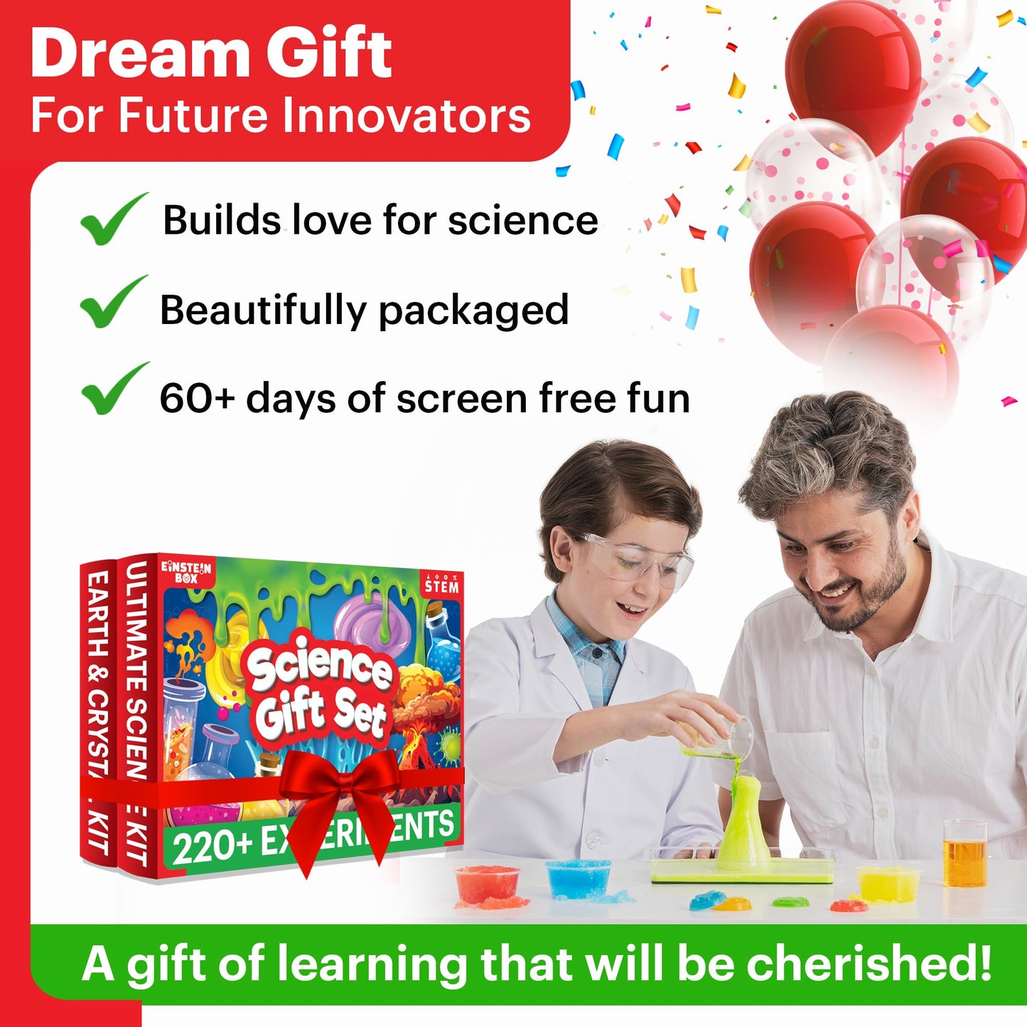 Einstein Box Science Gift Set for Boys & Girls Ages 6-8-10-12-14 Years | Birthday Gifts Ideas for Kids | STEM Learning Toys for 6,7,8,9,10,11,12,13,14-Year-Olds | 2-in-1 Learning Set |