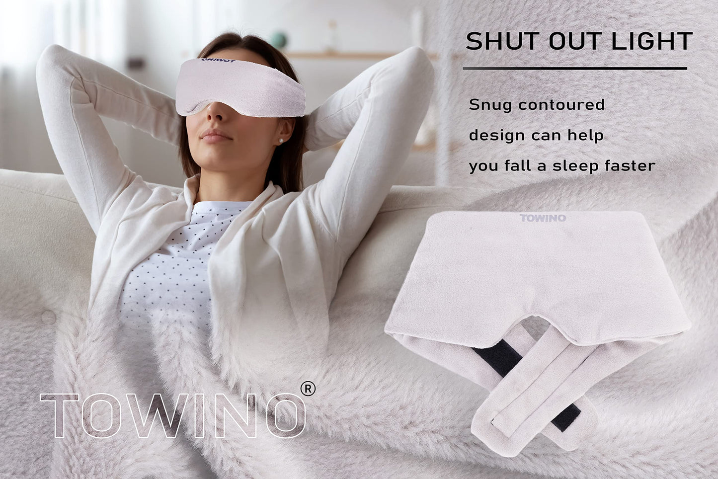 TOWINO® Eye Mask for Sleeping With Adjustable Super Soft Sleeping Mask Blind Fold for Comfortable Sleep Travelling Sleep mask For women and man Sleeping Eye Mask BlindFolds for Sleeping Mask (Grey)