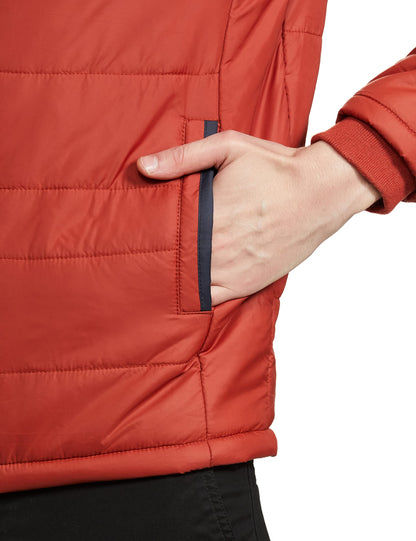 Men's Regular Fit Quilted Bomber Jacket with Detachable Hood - Winter Warm, Insulated Lining, Ribbed Cuffs, and Stylish Design