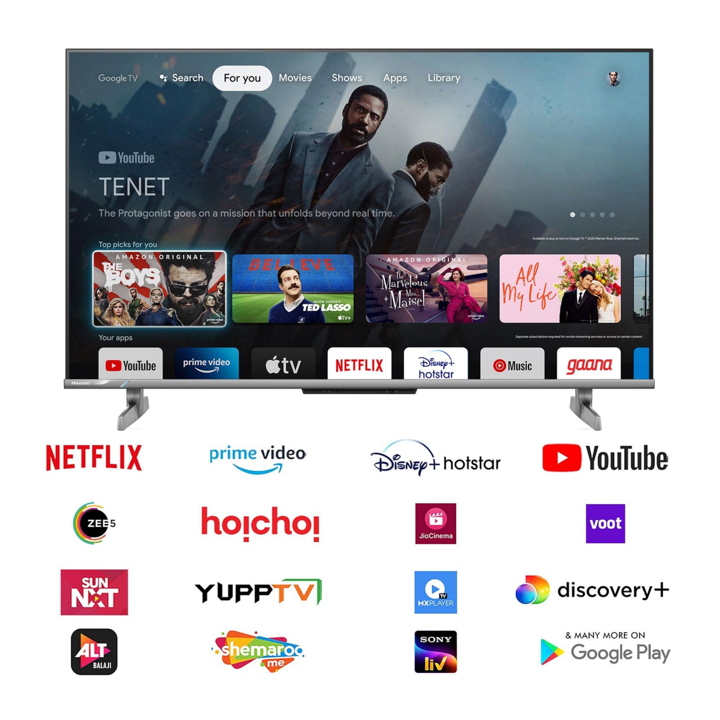 Hisense 139 cm (55 inches) E68N Series 4K Ultra HD Smart Google QLED TV 55E68N (Grey)