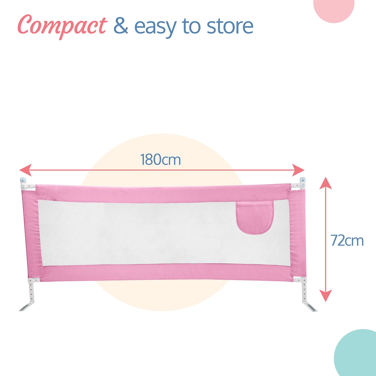 LuvLap Comfy Baby Bed Rail Guard for Baby & Toddler Safety, 180cm x 72cm, Bed rails for baby safety, Foldable & Portable, Adjustable Height, Single bed side rails for baby, Pack of 1 (Green)