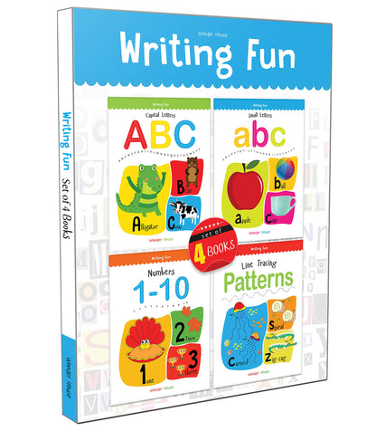 Writing Practice Boxset: Pack of 4 Books (Writing Fun: Write And Practice Capital Letters, Small Letters, Patterns and Numbers 1 to 10)