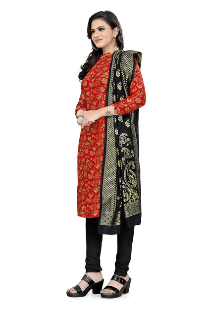 EthnicJunction Women's Banarasi Silk Blend Unstitched Salwar Suit Material