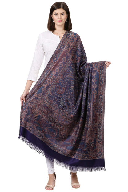 Pashtush Women's Kashmiri Woolen Shawl, Jacquard palla, Warm and soft, Faux Pashmina