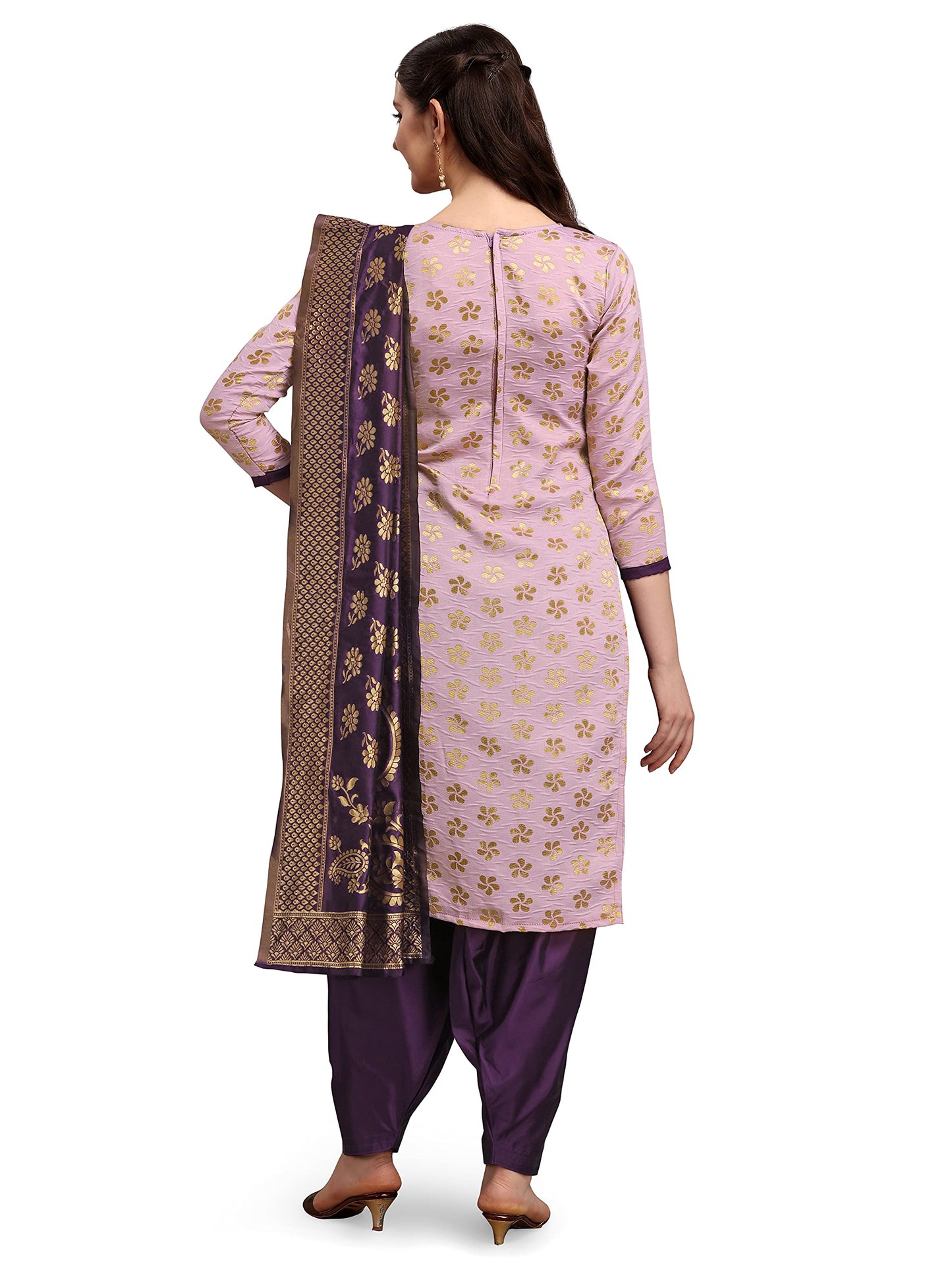 EthnicJunction Women's Banarasi Silk Blend Unstitched Salwar Suit Material