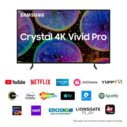 Samsung 108 cm (43 inches) D Series Crystal 4K Vivid Pro Ultra HD Smart LED TV UA43DUE77AKLXL (Black)