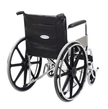 KosmoCare Dura Rexine Wheelchair | Self-Propelled & Attendant Use | Hammered Finish MS Frame | 24" Mag Wheels | Removable Footrests | Foldable Design | Comfortable Rexine Seat | Supports Up to 100 kg