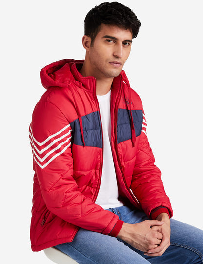 Men's Regular Fit Quilted Bomber Jacket with Detachable Hood - Winter Warm, Insulated Lining, Ribbed Cuffs, and Stylish Design