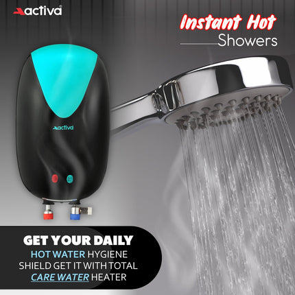 ACTIVA Instant Geyser 3 LTR 3 KVA Special Anti Rust Coated Tank, Full Abs Body Premium geyser Come With 5 Years Warranty (CD Green & Black),Wall 