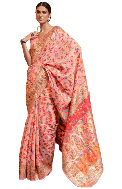 SGF11- Women's Kanjivaram Pure Soft Silk Handloom Saree Pure Golden Zari With Blouse Piece