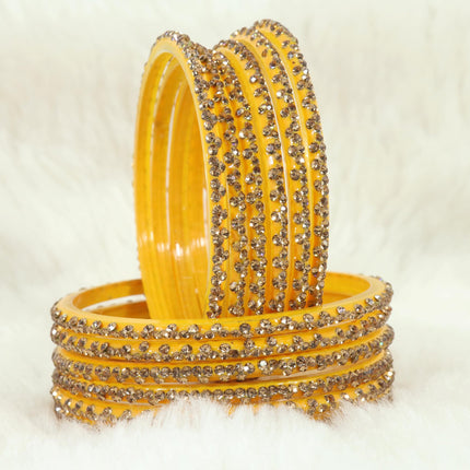 LAVAZZA Designer Glass Bangles Set with Diamond Stone For Women & Girls | Stylish Glass Bangles | Fancy Chudi Set | Traditional Women's Bangles | Fashion Jewellery- Set of 12