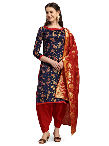 EthnicJunction Women's Banarasi Silk Unstitched Salwar Suit Dress Material Material With Banarasi Dupatta