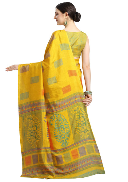 EthnicJunction Women's Silk Blend Printed Saree With Blouse Piece