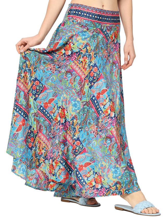 KE KANHA EXPORTS Women's Maxi Around Lehanga Style Full Flared Printed Skirts for Women's/Girls/Ladies Skirt Wrap Around Women’s Free Size Long Women/Girls/Ladies