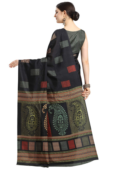 EthnicJunction Women's Silk Blend Printed Saree With Blouse Piece