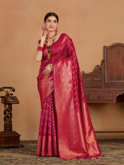 MIMOSA Women's Woven Design Kanjivaram Style Art Silk Saree With Blouse Piece : SSA0000908