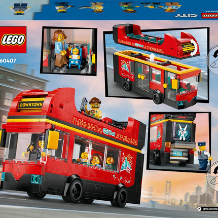 LEGO City Red Double-Decker Sightseeing Bus Toy 60407 Building Blocks Toys for 7+ Gift for Boys and Girls