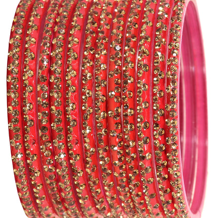 LAVAZZA Designer Glass Bangles Set with Diamond Stone For Women & Girls | Stylish Glass Bangles | Fancy Chudi Set | Traditional Women's Bangles | Fashion Jewellery- Set of 12