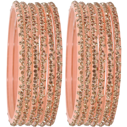 LAVAZZA Designer Glass Bangles Set with Diamond Stone For Women & Girls | Stylish Glass Bangles | Fancy Chudi Set | Traditional Women's Bangles | Fashion Jewellery- Set of 12