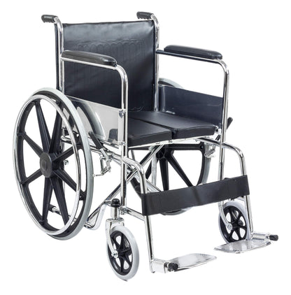 KosmoCare Dura Rexine Wheelchair | Self-Propelled & Attendant Use | Hammered Finish MS Frame | 24" Mag Wheels | Removable Footrests | Foldable Design | Comfortable Rexine Seat | Supports Up to 100 kg