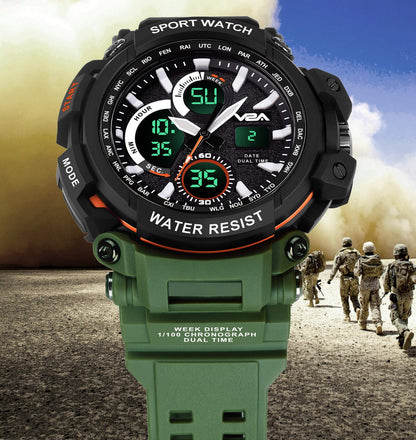 V2A Outdoor Sport Shockproof Led Analogue And Digital Waterproof Chronograph Watch For Men ( Multicolor )