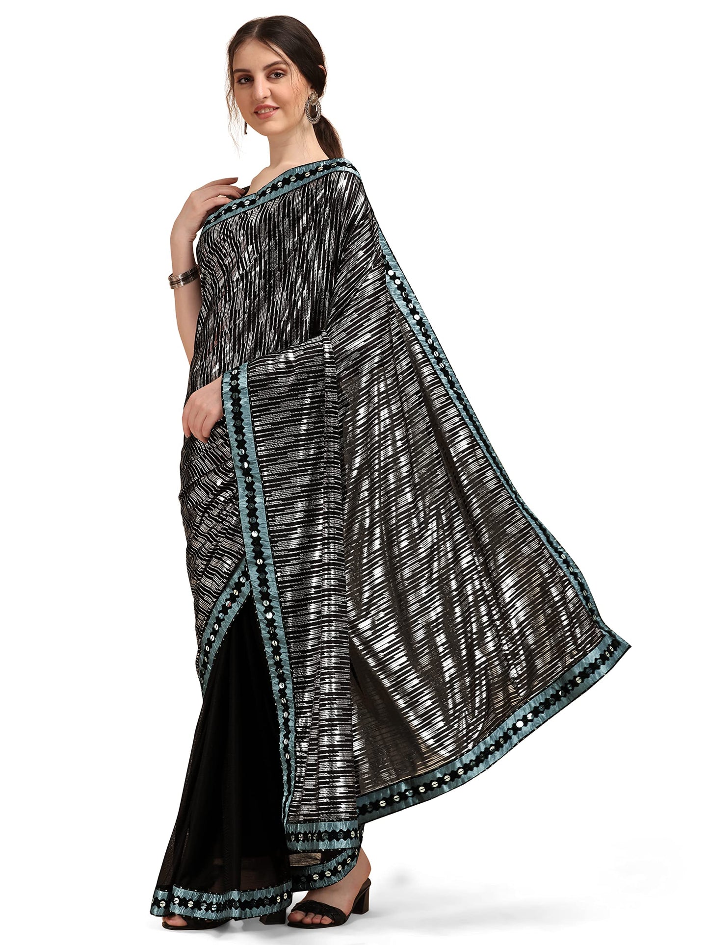 EthnicJunction Women's Silk Blend Printed Saree With Blouse Piece