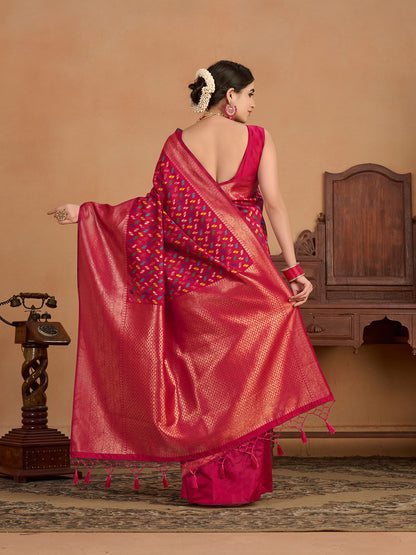 MIMOSA Women's Woven Design Kanjivaram Style Art Silk Saree With Blouse Piece : SSA0000908